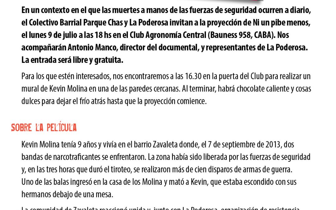 “Ni un pibe menos”